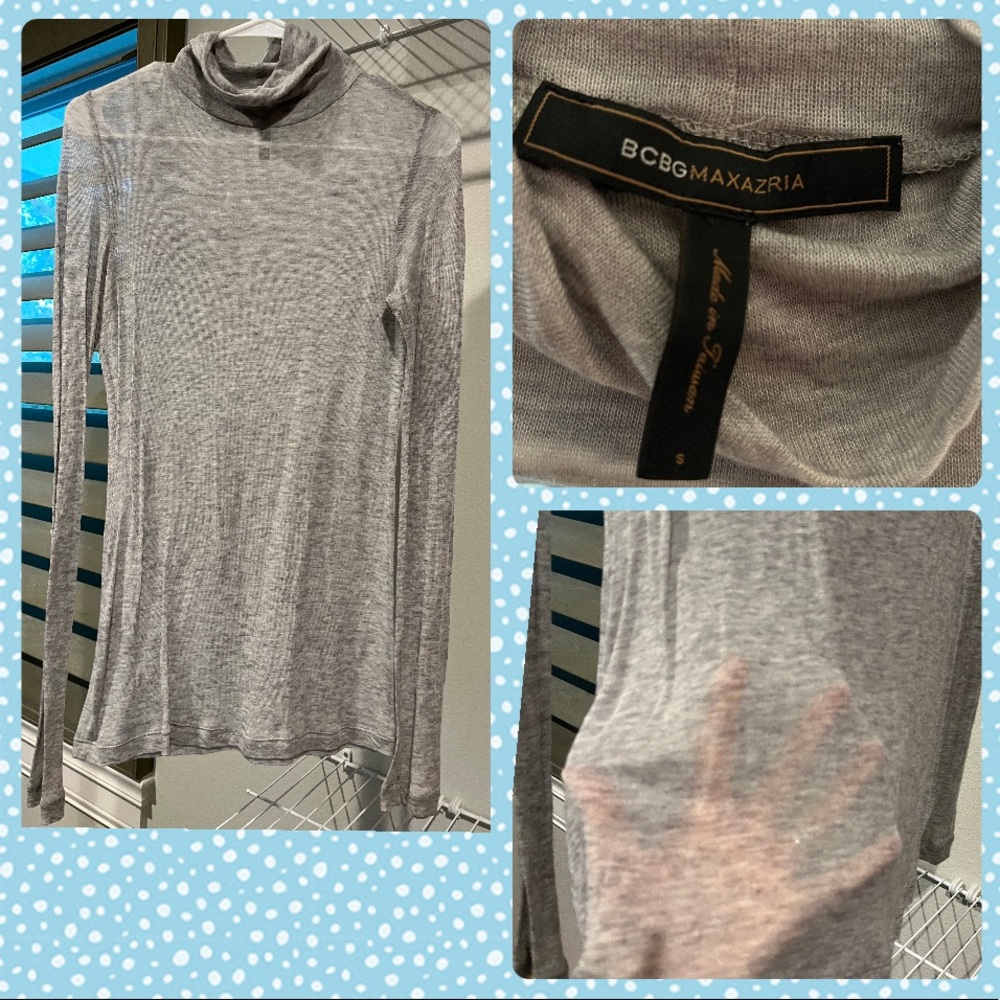 BCBGMaxazria Sheer Turtleneck Long Sleeve Too